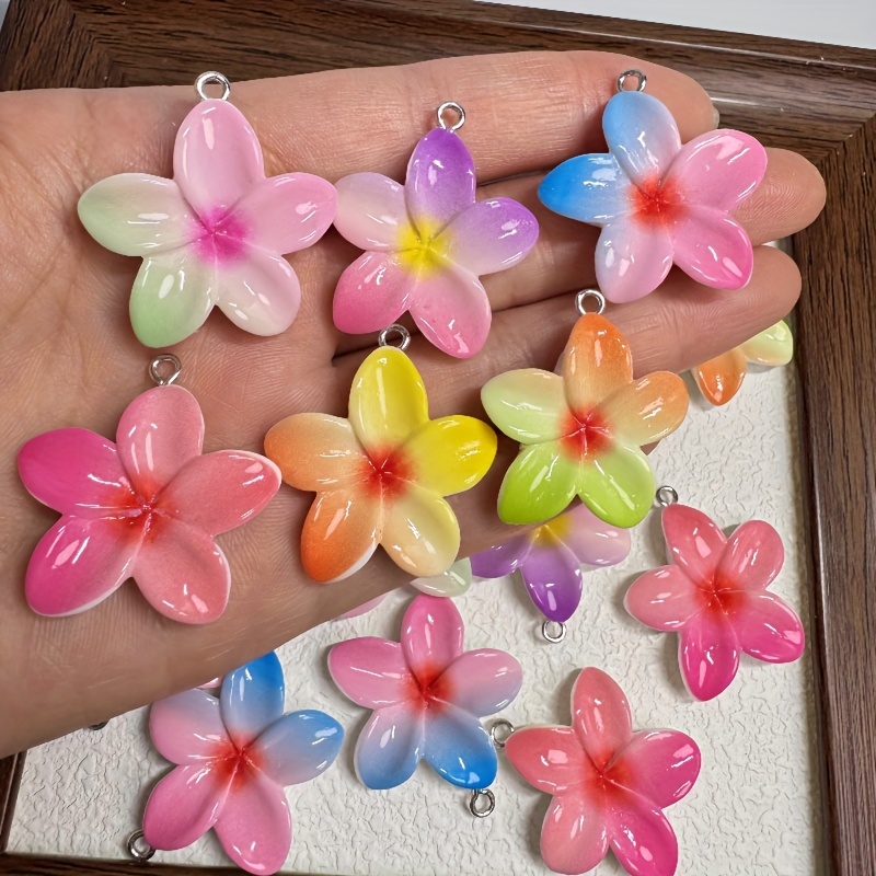 12pcs Multicolor Flower Resin Pendants for DIY Jewellery Making